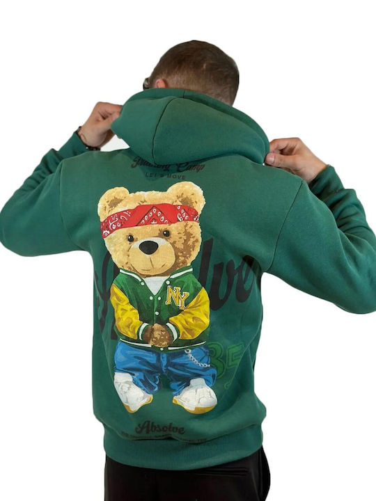 Adon Milano Men's Sweatshirt with Hood and Pockets Green