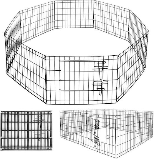 Pet Fence Made Iron Configurable Shape Access Door Xxl 120x120x60cm Black