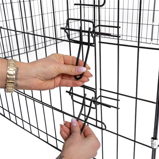 Pet Fence Made Iron Configurable Shape Access Door Xxl 120x120x60cm Black