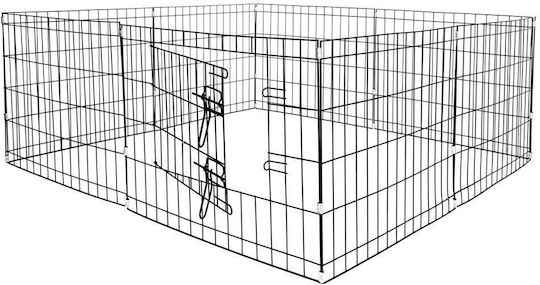 Gard pentru animale de companie din fier, formă configurabilă, ușă de acces, 3XL 155x155x61cm, negru