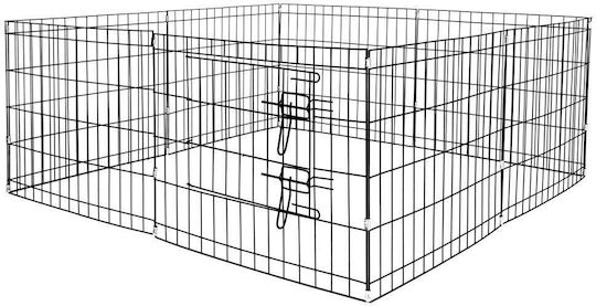 Pet Fence Made Iron Configurable Shape Access Door Xxl 120x120x60cm Black