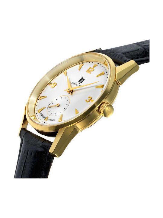 Lip Watches Himalaya Men's Watch Battery with Black Leather Strap