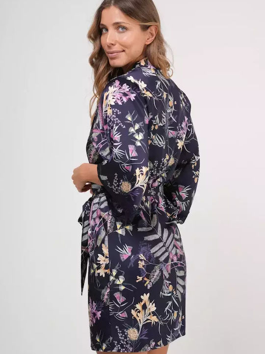 Bonatti Winter Women's Satin Robe Navy Blue