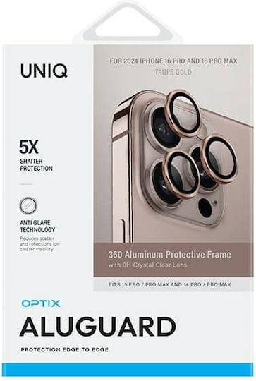 Uniq Τζαμάκι Κάμερας Χρυσό για iPhone 16 Pro / 16 Pro Max / 15 Pro / 15 Pro Max / 14 Pro / 14 Pro Max
