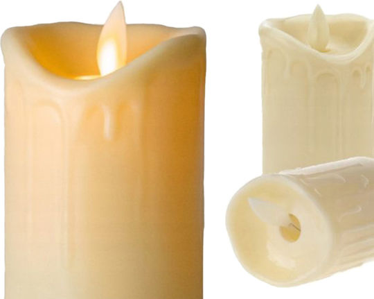 Decorative Led Candle Zola On Off Button Natural Flame Model 7x5 Cm