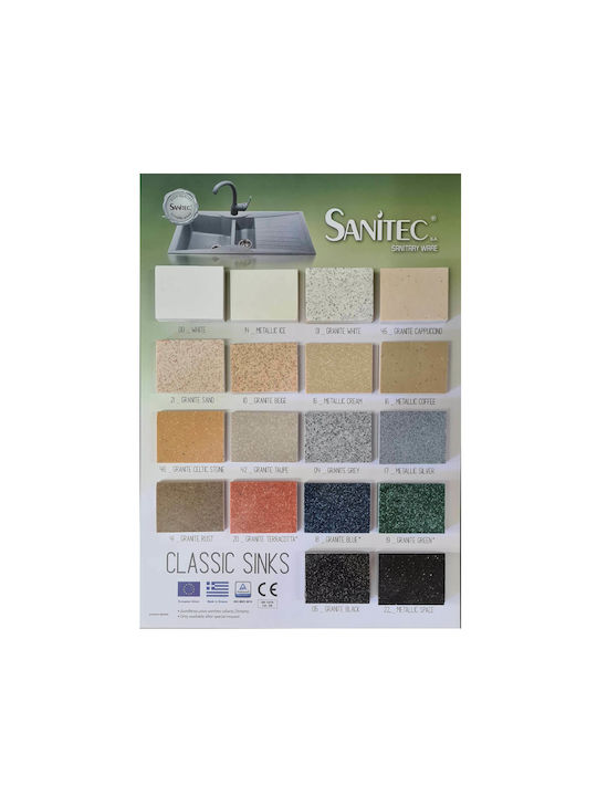 Sanitec Classic Drop-In Spüle aus Verbundgranulat B40xT50cm Metallic Space
