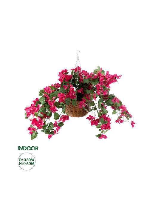 Globostar Künstlicher Garten Rhododendron Hängende Pflanze 20634 Künstliche Hängende Dekorative Pflanze Rosenbusch Y60cm