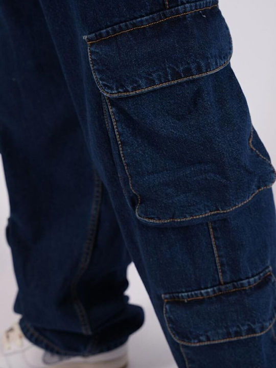 Ανδρικό Παντελόνι Τζιν με Relaxed Εφαρμογή Dark Blue Denim