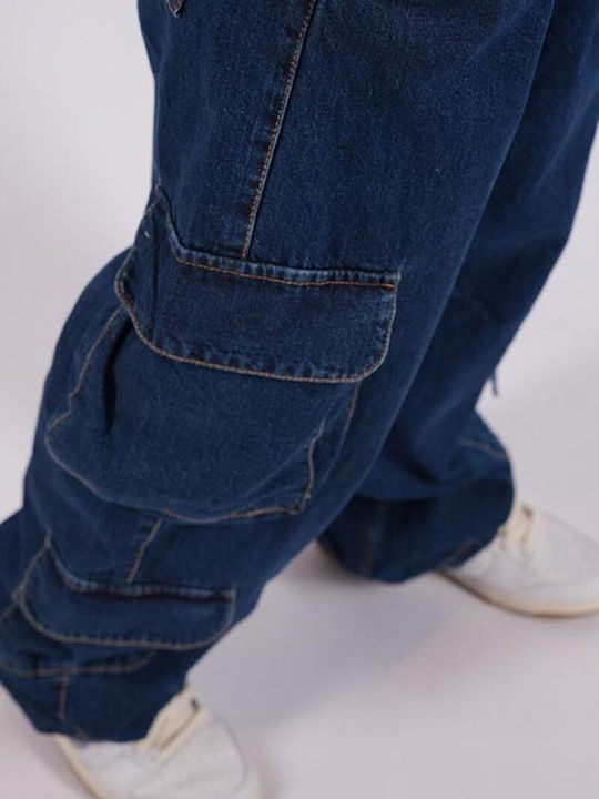 Ανδρικό Παντελόνι Τζιν με Relaxed Εφαρμογή Dark Blue Denim