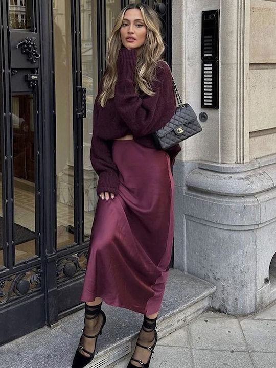 Satin Maxi Skirt plum