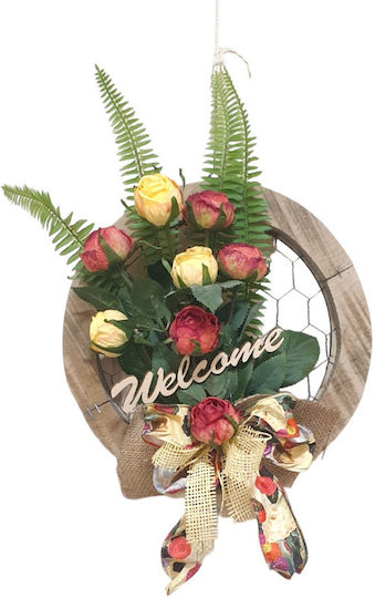 Kranz aus künstlichen Pflanzen Rose Gelb 27cm Ambalaz