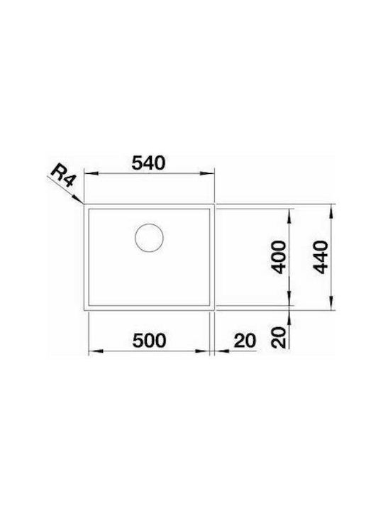 Blanco Zerox 500 U 521559 Undermount Sink Inox with Faucet W54xD44cm Silver