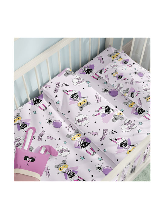 Cokitex Baby Sheets Set Crib Cotton Ballet Purple 125x175cm 3pcs