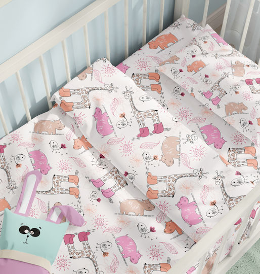 Cokitex Baby Sheets Set Crib Cotton Jungle Pink 125x175cm 3pcs