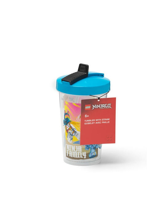 LEGO Ninjago Glas Wasser aus Plastik mit Strohhalm 500ml