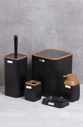Plastic Bathroom Accessory Set Brown