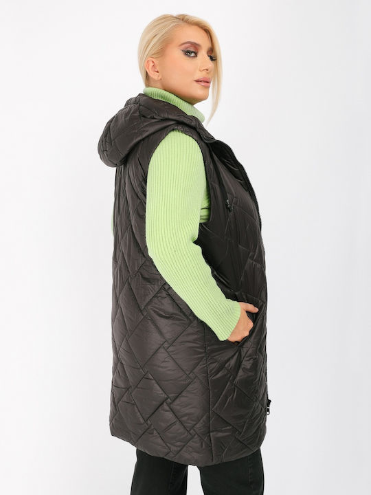 Kurz Damen Ärmellos Puffer Jacke für Winter Schwarz