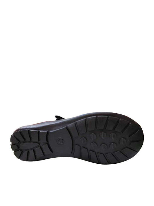 Balerini copii Anatomic cu închidere Hoop & Loop Piele lăcuită Negre