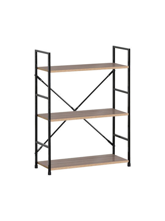Βιβλιοθήκη Manlo Φυσικό-μαύρο 58.6x23.5x80εκ.