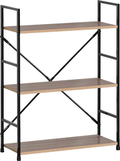Bibliothek Manlo Natur-Schwarz 58.6x23.5x80cm