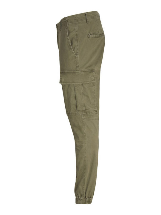 Trousers Cargo Elastic in Slim Fit Olive