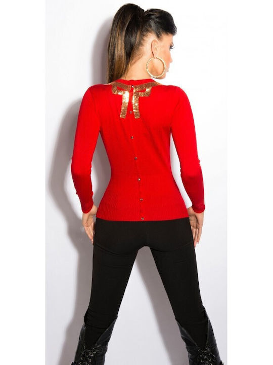 In Style Damen Langarm Pullover Rot