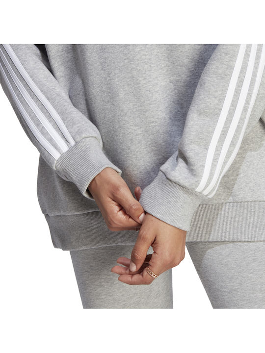 Essentials 3-Stripes Μακρύ Γυναικείο Φούτερ Γκρι