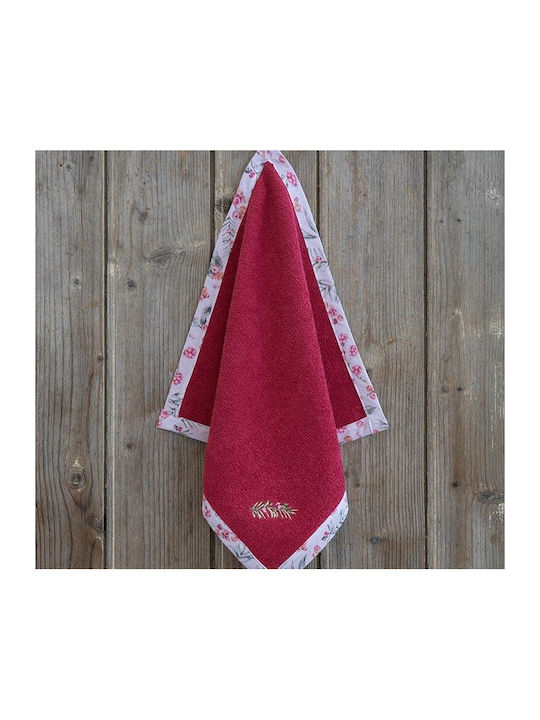 Nima Berries Towel from 100% Cotton in Red Color 40x40cm