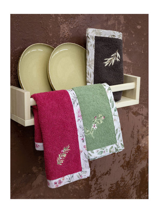 Nima Berries Towel from 100% Cotton in Red Color 40x40cm