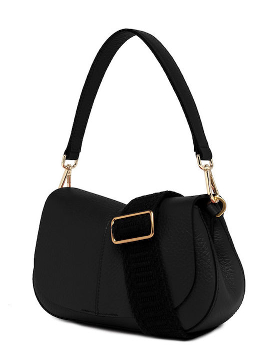 Leather Women's Shoulder and Crossbody Bag Black