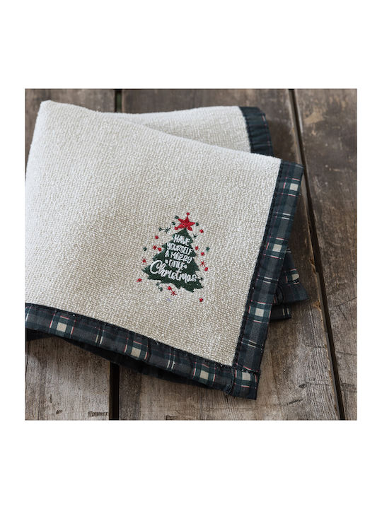 Nima Christmas Towel Fabric White L40xW40cm.