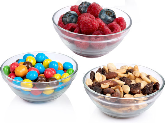 Alpina Appliances Serving Bowl Round Glass Transparent with Diameter 9cm 3pcs