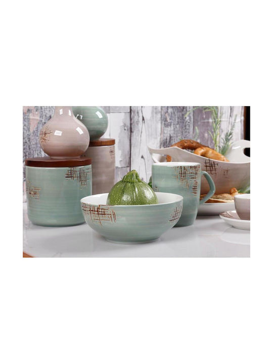 Cryspo Trio Cereal Serving Bowl Round made of Porcelain Green with Diameter 16cm