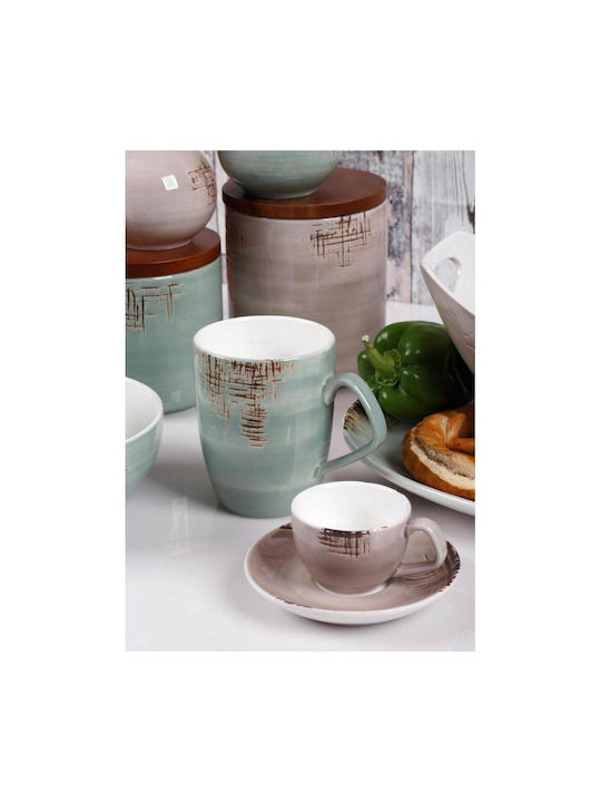 Cryspo Trio Cereal Serving Bowl Round made of Porcelain Green with Diameter 16cm