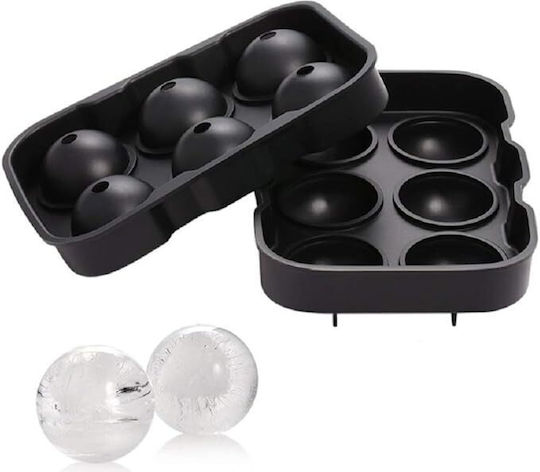 Zola Round Silicone Ice Cube Tray 6 Slots Black
