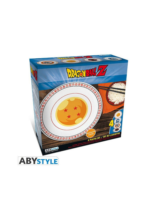 Abysse Dragon Ball Farfurie Deșert din Porțelan Multicolor cu Diametru 21cm 4buc