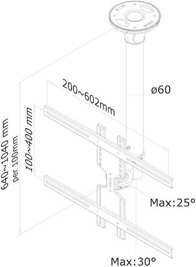 Neomounts Fpma FPMA-C400SILVER TV Mount Ceiling with Arm up to 35kg Silver
