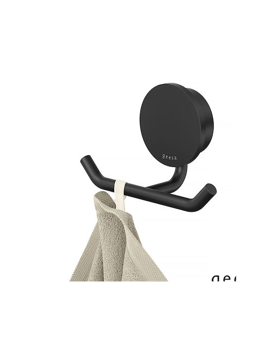 Geesa Opal Double Wall-Mounted Bathroom Hook ​4.69x4.69cm Black Matt