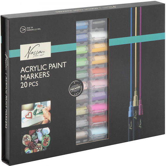 Nassau Fine Art Zeichenmarker 2.5mm Dünne Set 20Stück