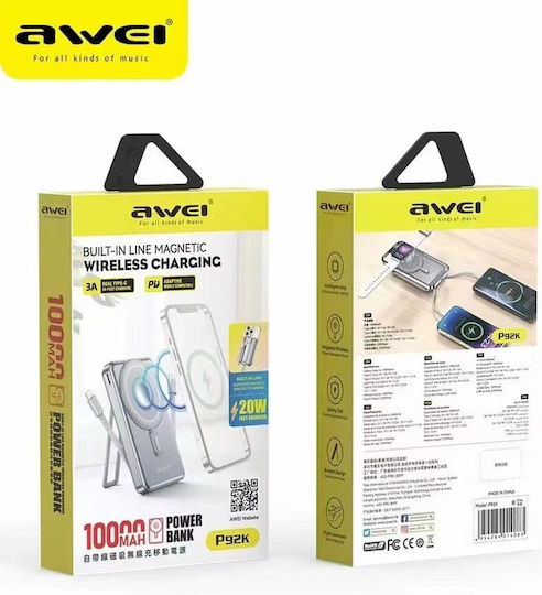 Awei P92K MagSafe Power Bank 10000mAh 20W Ασημί