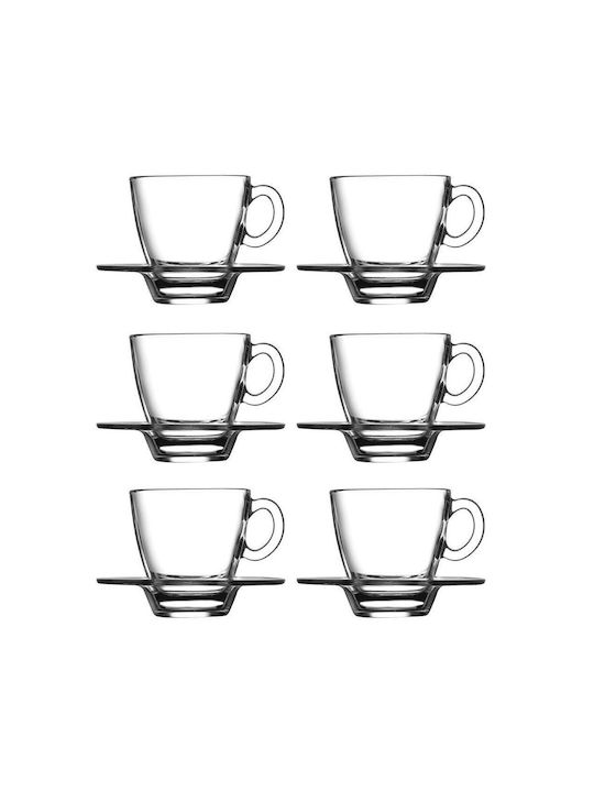 Set of 6 Espresso Cups and Saucers Pasabahce 95756