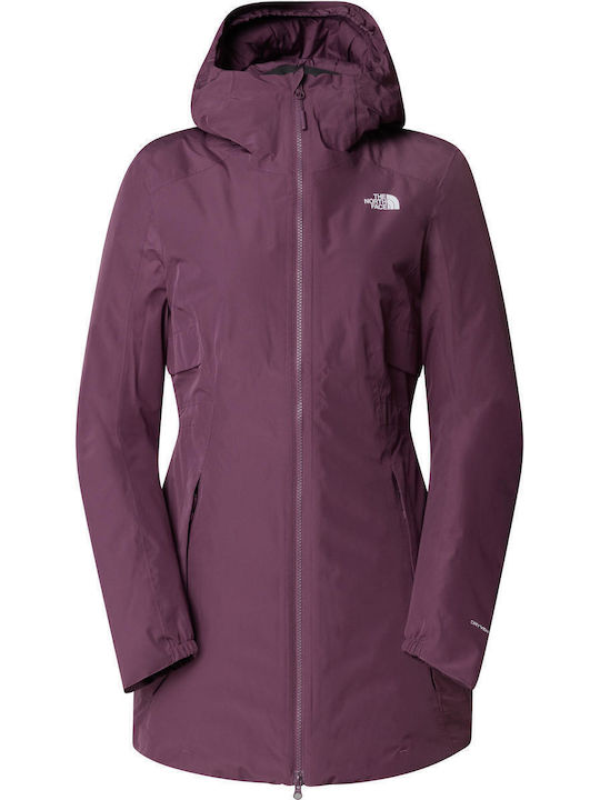 Hikesteller Insulated Women's for Hiking Short Parka Jacket Waterproof for Winter with Hood Midnight Mauve