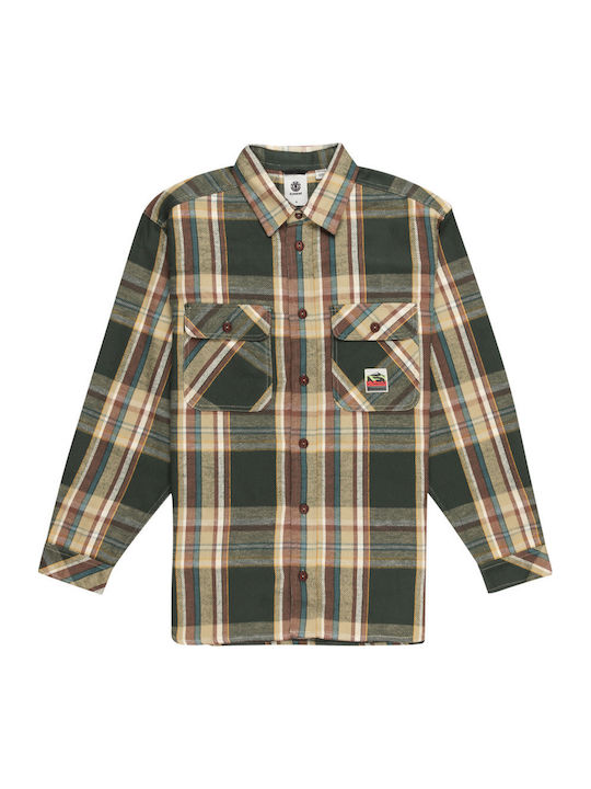 Μακρυμάνικo Overshirt Καρό Μπέζ-πράσινο