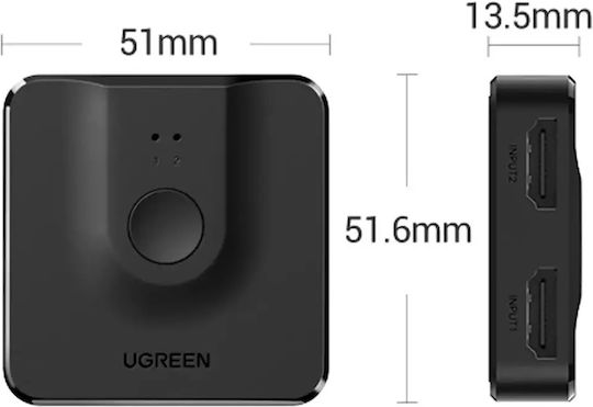 Switch Box Ugreen 2in1 Hdmi 2.0 20cm Black 6957303804351