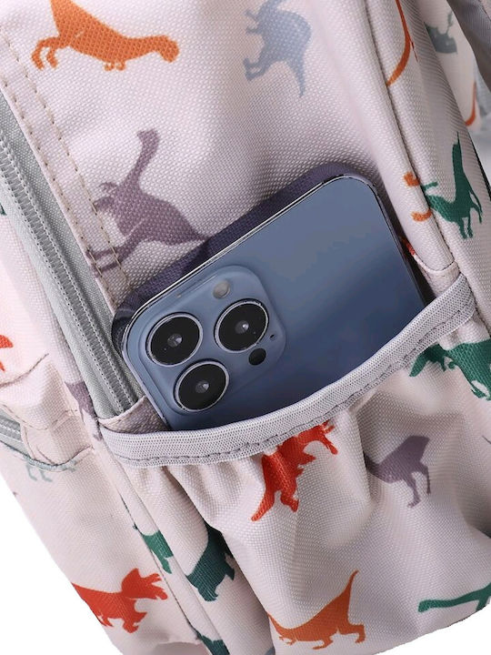 Tatu Moyo School Backpack for Kindergarten with Water Bottle Holder Beige 24 x 12 x 30cm