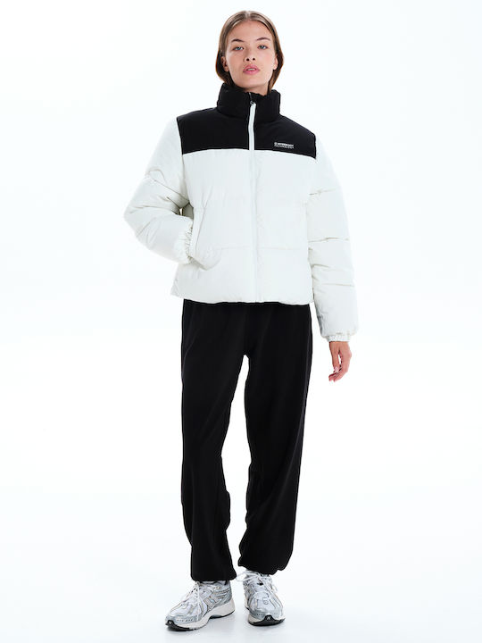 Women's Short Puffer Jacket for Spring or Autumn White