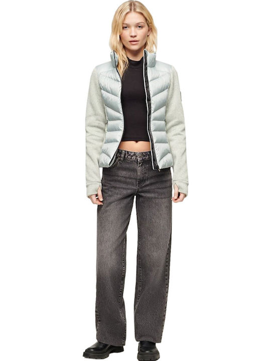 Storm Knit Hybrid Women's Short Lifestyle Jacket for Winter Puritan Grey