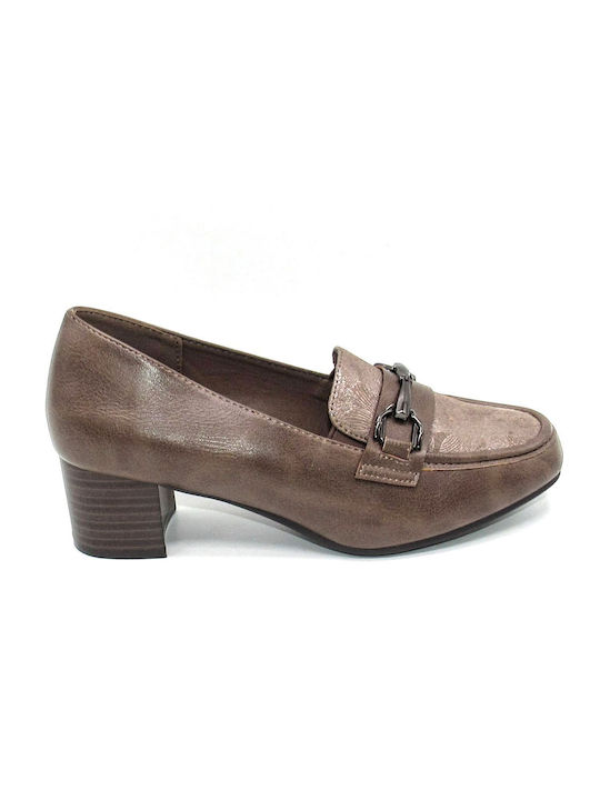 Moenia Synthetic Leather Brown Heels