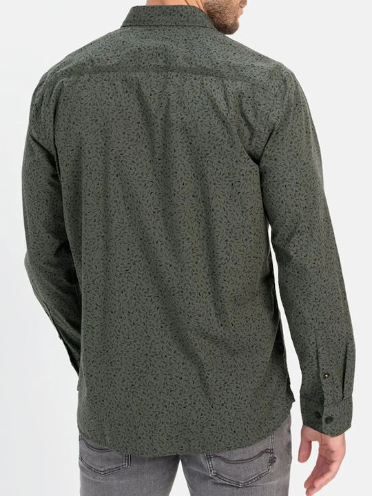 Camel Active Men's Shirt Long Sleeve Cotton Dark Olive Green