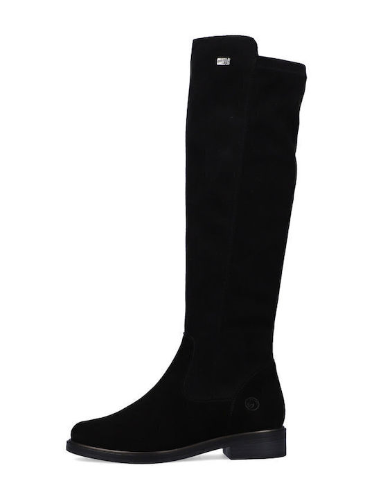 Leder Damenstiefel mit Pelz Schwarz